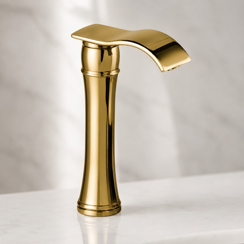 Fontana Brushed Gold Contemporary Commercial Deck Mount Sensor Faucet