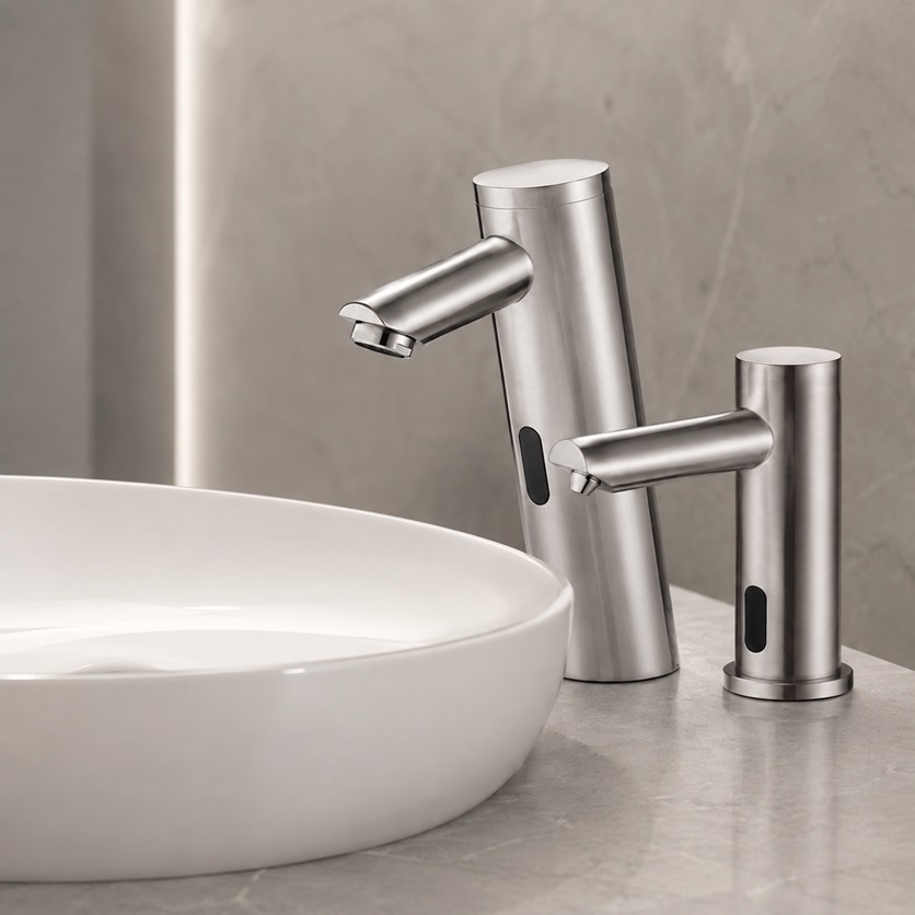Fontana Milan Solid Brass Commercial Brushed Nickel Sensor Faucet