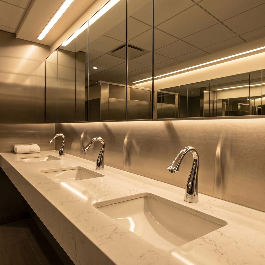 Chrome commercial faucet for specification and system planning