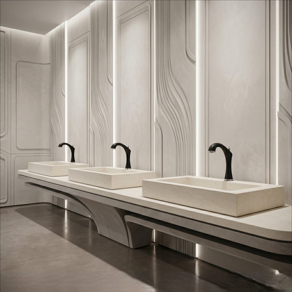 Chrome commercial faucet for water efficiency and flow conditioning applications