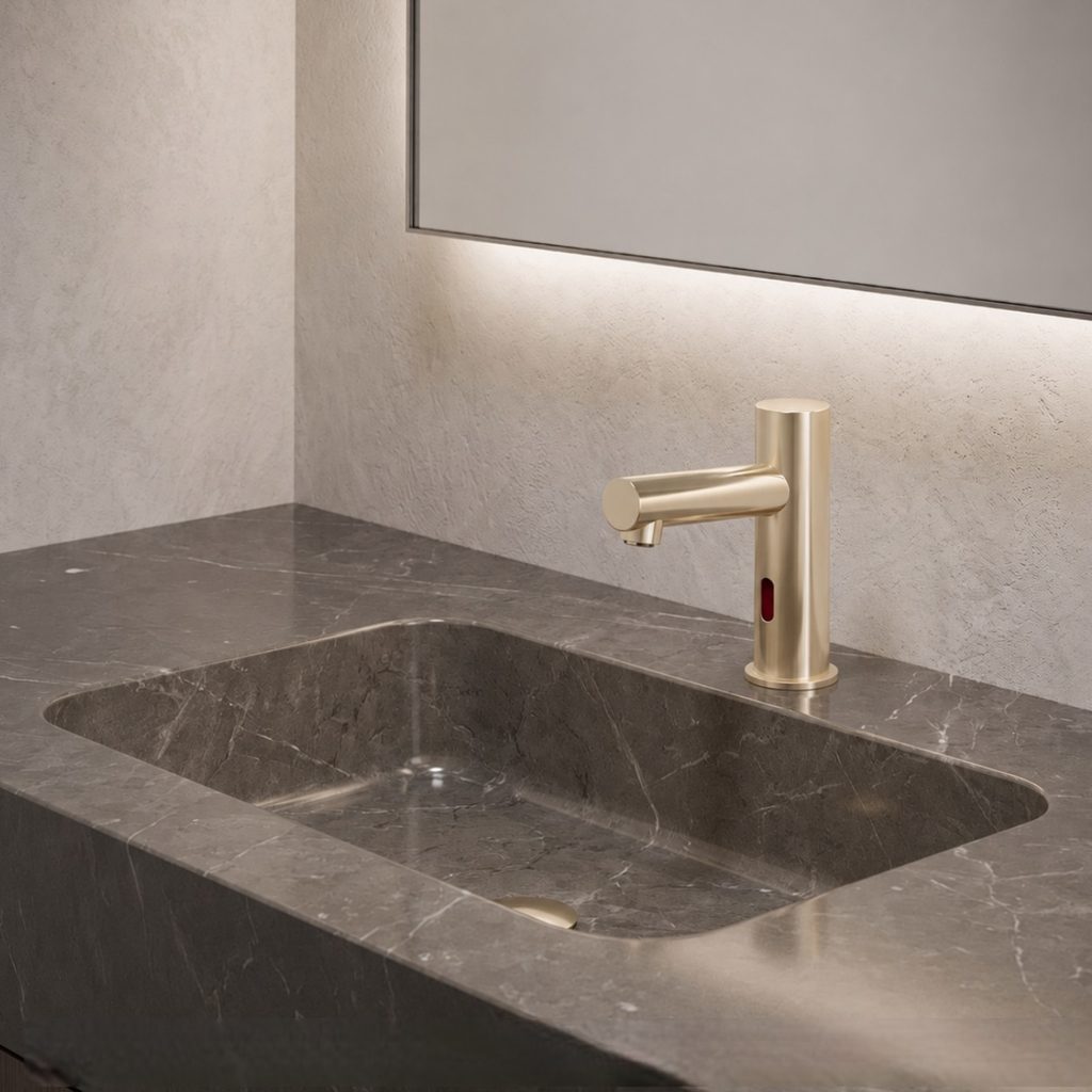 Chrome touchless faucet for commercial office restroom specification