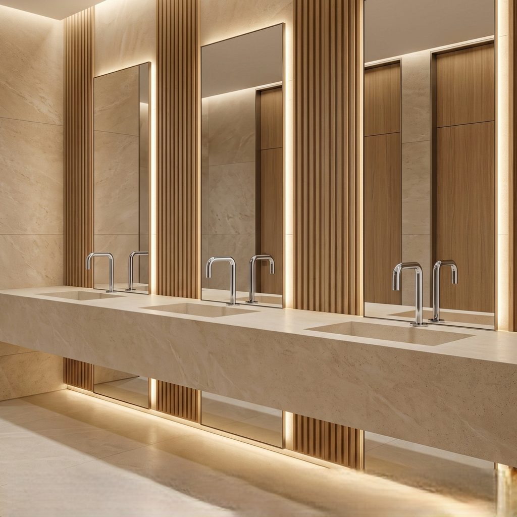 Chrome commercial faucet for flow regime evaluation