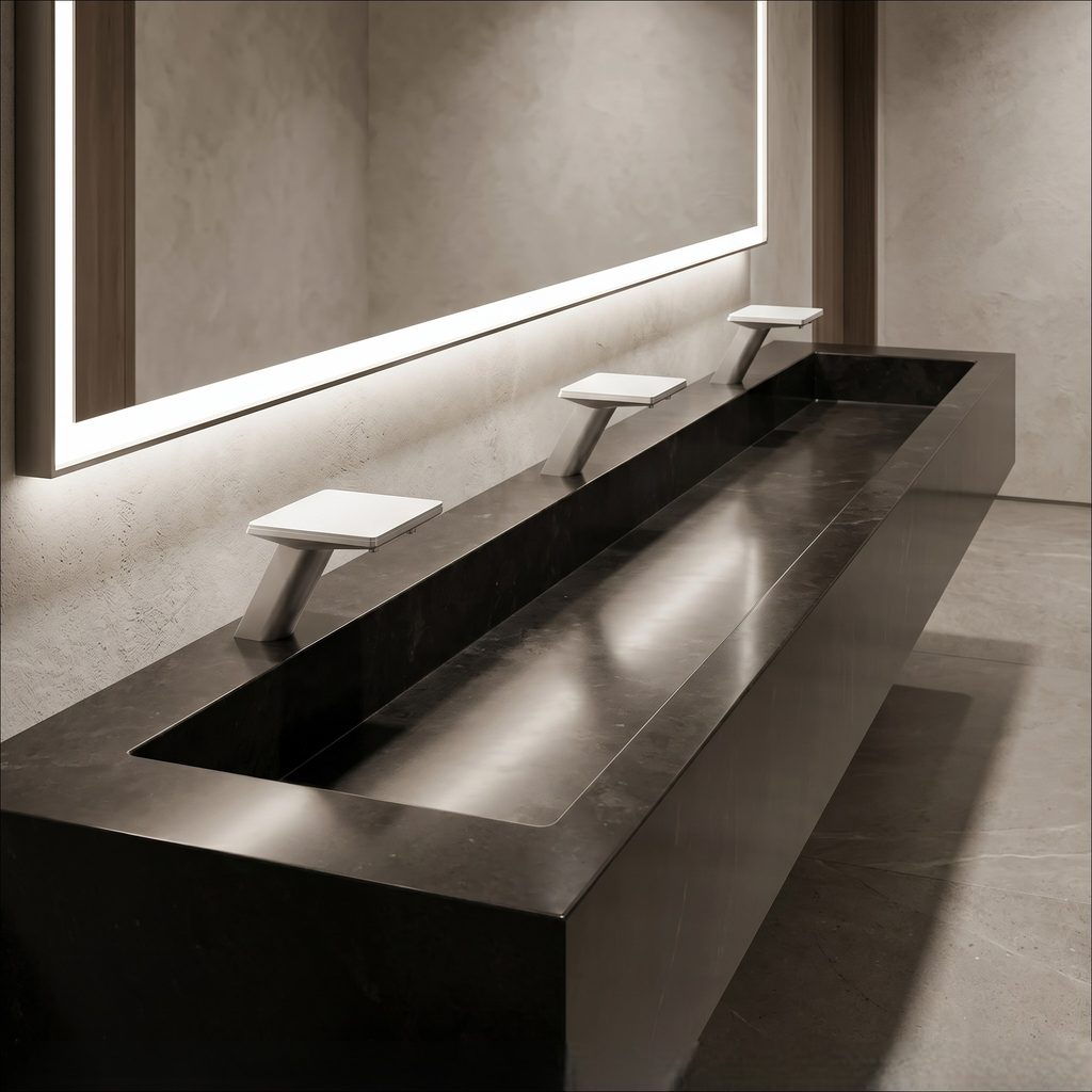 Chrome commercial faucet for flow and pressure engineering