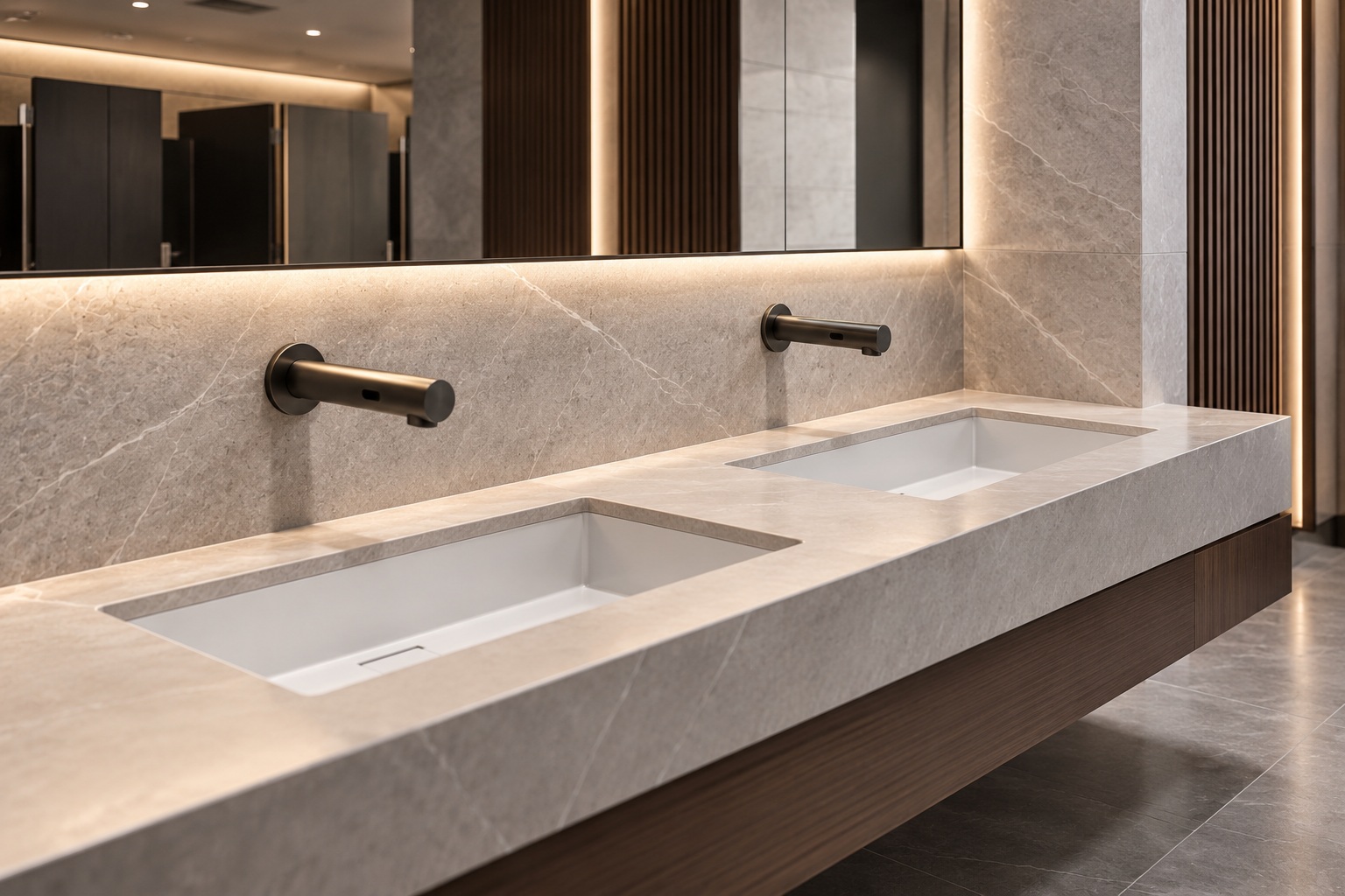 Smart and touchless bathroom faucet technology for modern commercial restrooms